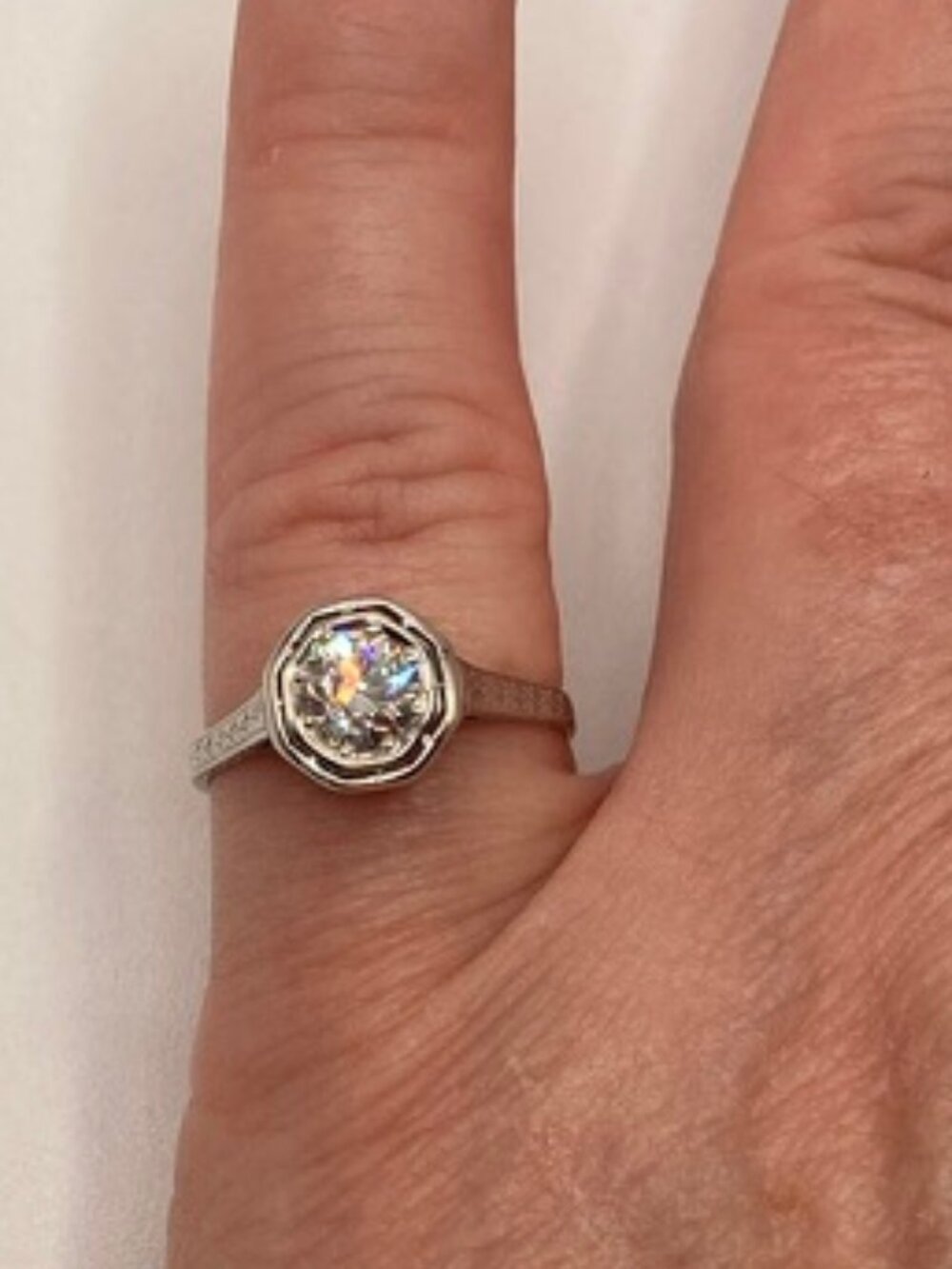 Vintage Solitaire Ring w. Old European Natural Cut Diamond (0.6ct) (size 6)